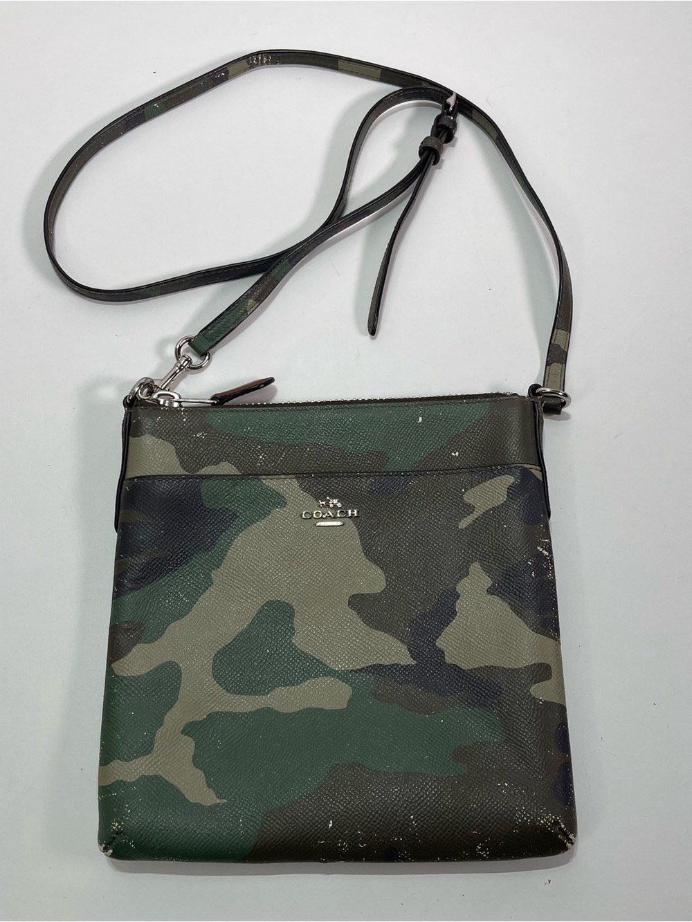 Coach Camo Print Crossbody Bag Purse Outer Pocket